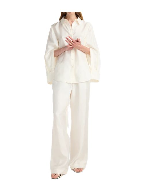 silk open-sleeve detailed shirt | cream Róhe | 820-19-153101_291 CREAM